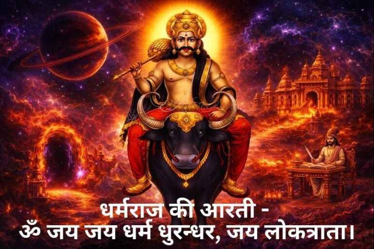 धर्मराज की आरती - ॐ जय जय धर्म धुरन्धर, जय लोकत्राता।