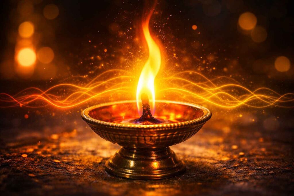 घी और तेल के दीपक का रंग प्रभाव