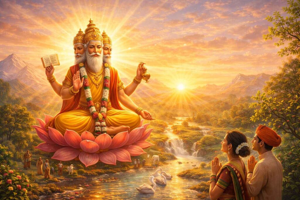 ब्रह्माजी द्वारा सृष्टि रचना का दिन सृजन की प्रथम किरण