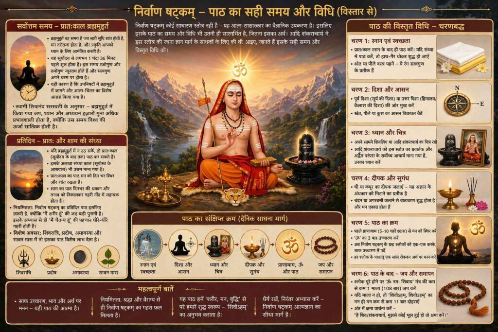 निर्वाण षट्कम् – पाठ का सही समय और विधि